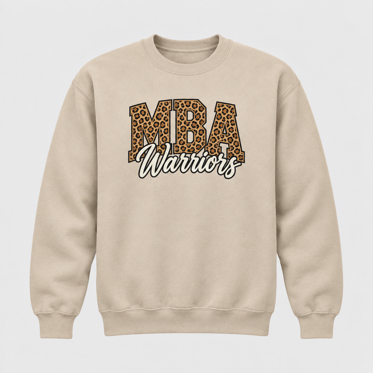 Maranatha MBA Leopard Warriors sand crewneck sweatshirt