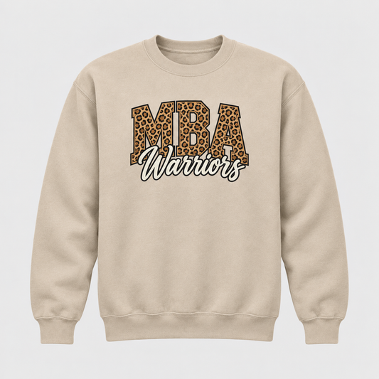 Maranatha MBA Leopard Warriors sand crewneck sweatshirt