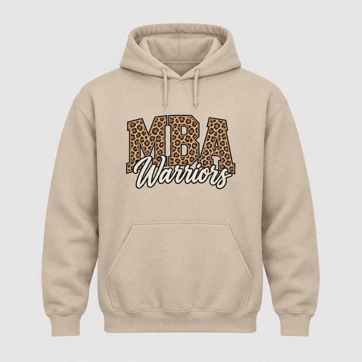 Maranatha MBA leopard Warriors design on Sand hoodie