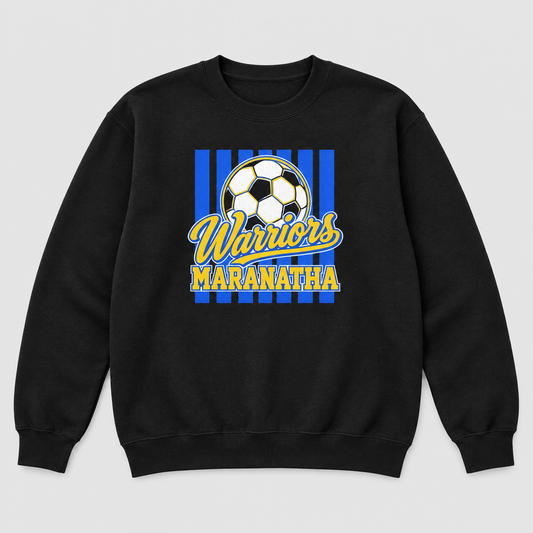 Maranatha Soccer and Stripes Warriors black crewneck sweatshirt