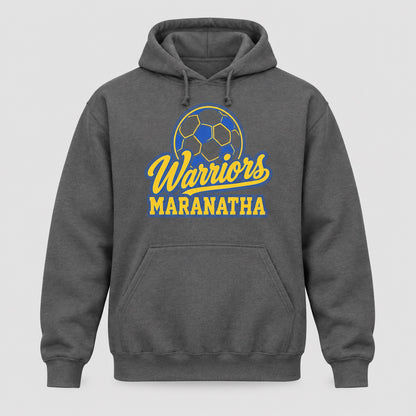 Maranatha Soccer Warriors design on Charcoal hoodie