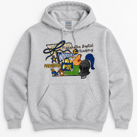 Maranatha Warriors All-Sports Sport Grey Gildan 18500 hoodie