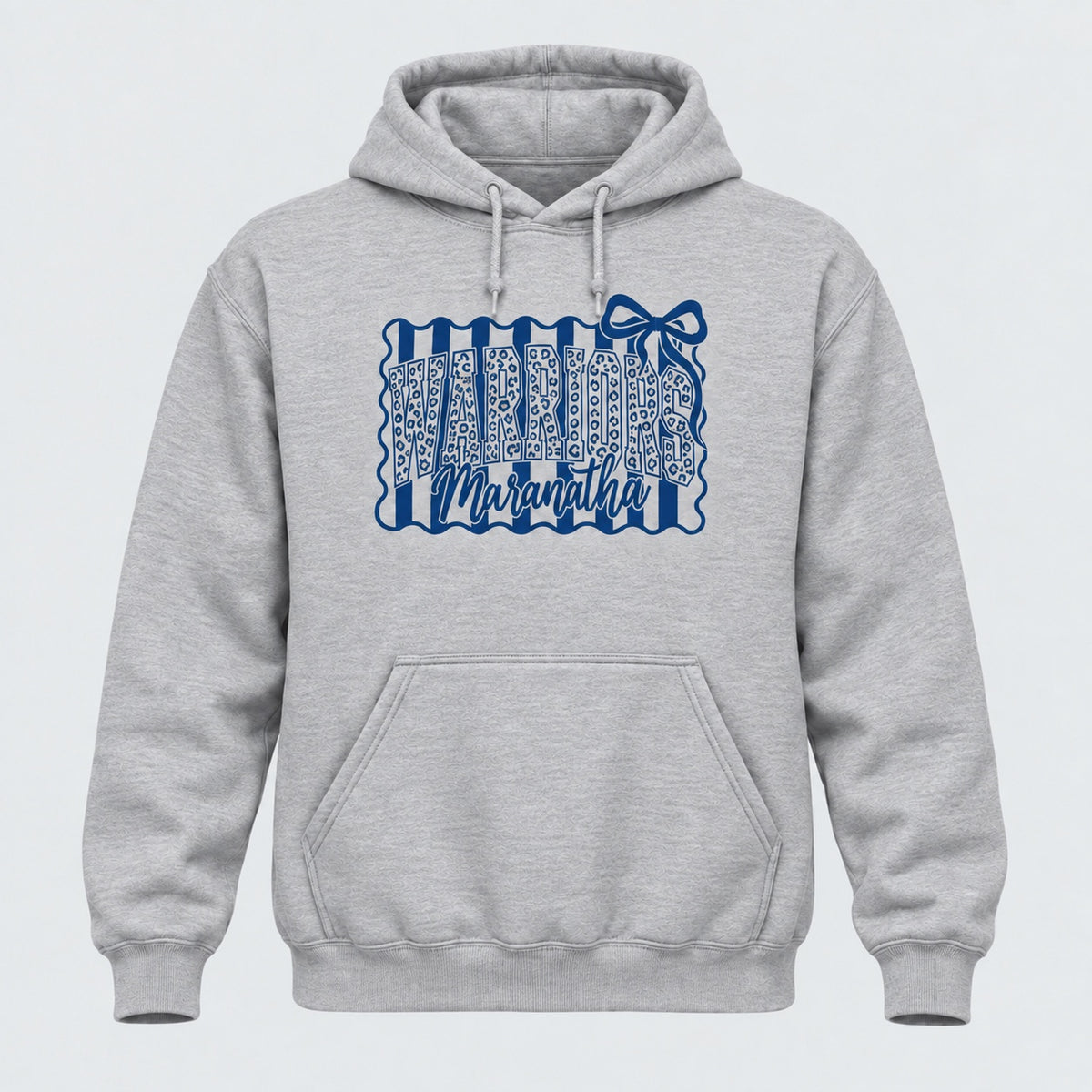Maranatha Warriors bow design on Sport Grey hoodie