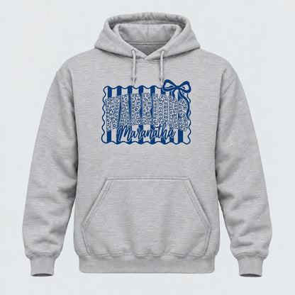 Maranatha Warriors bow design on Sport Grey hoodie