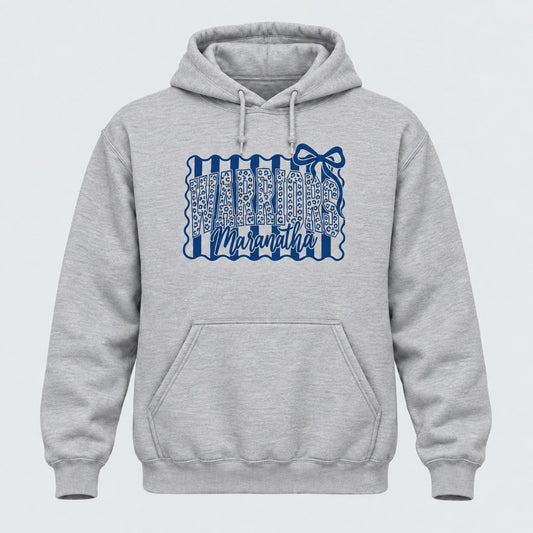 Maranatha Warriors bow design on Sport Grey hoodie