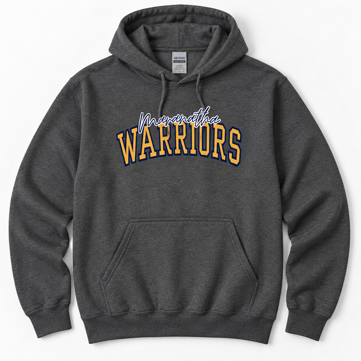 Maranatha Warriors Collegiate charcoal Gildan 18500 hoodie