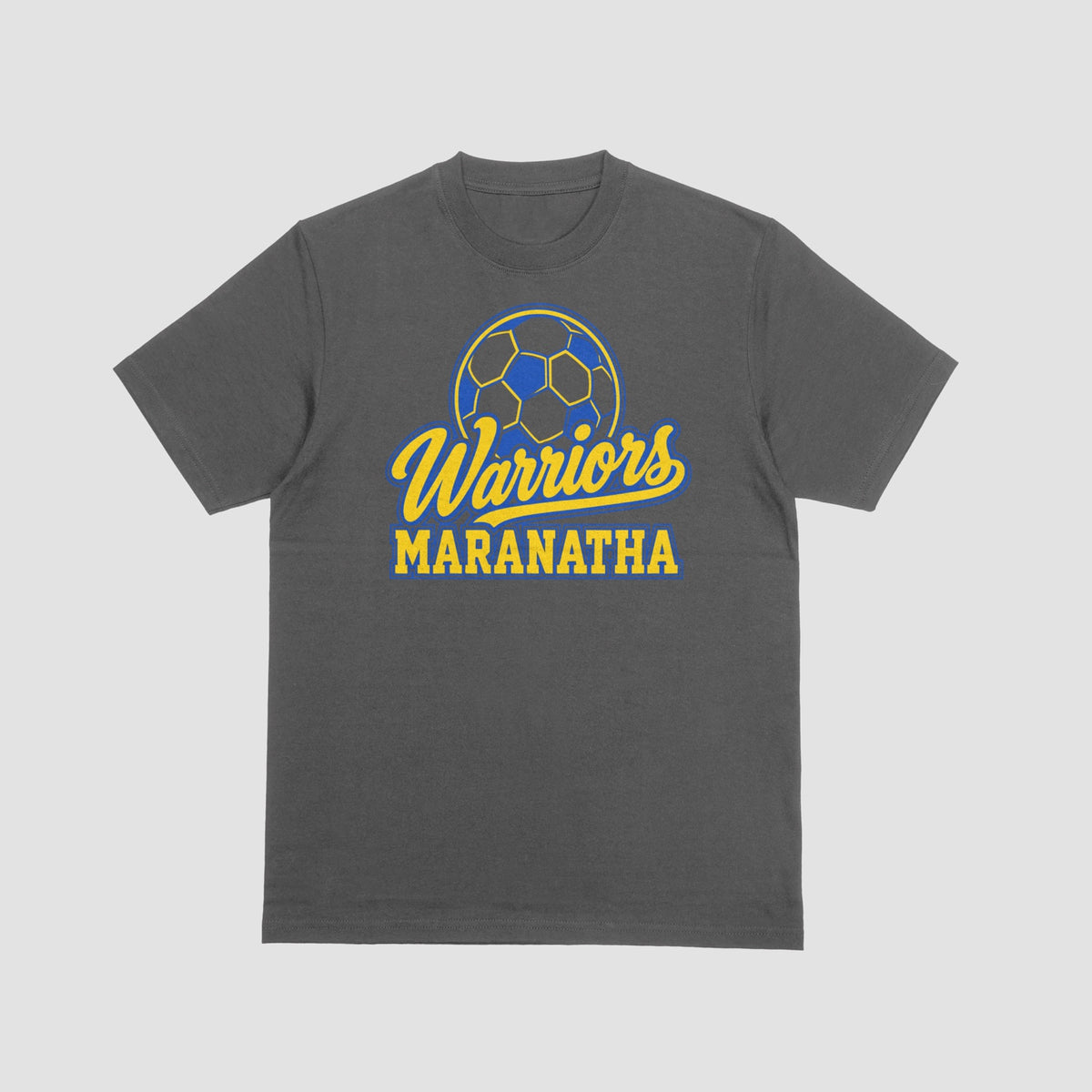 Maranatha Soccer Warriors Charcoal Spirit Tee mockup
