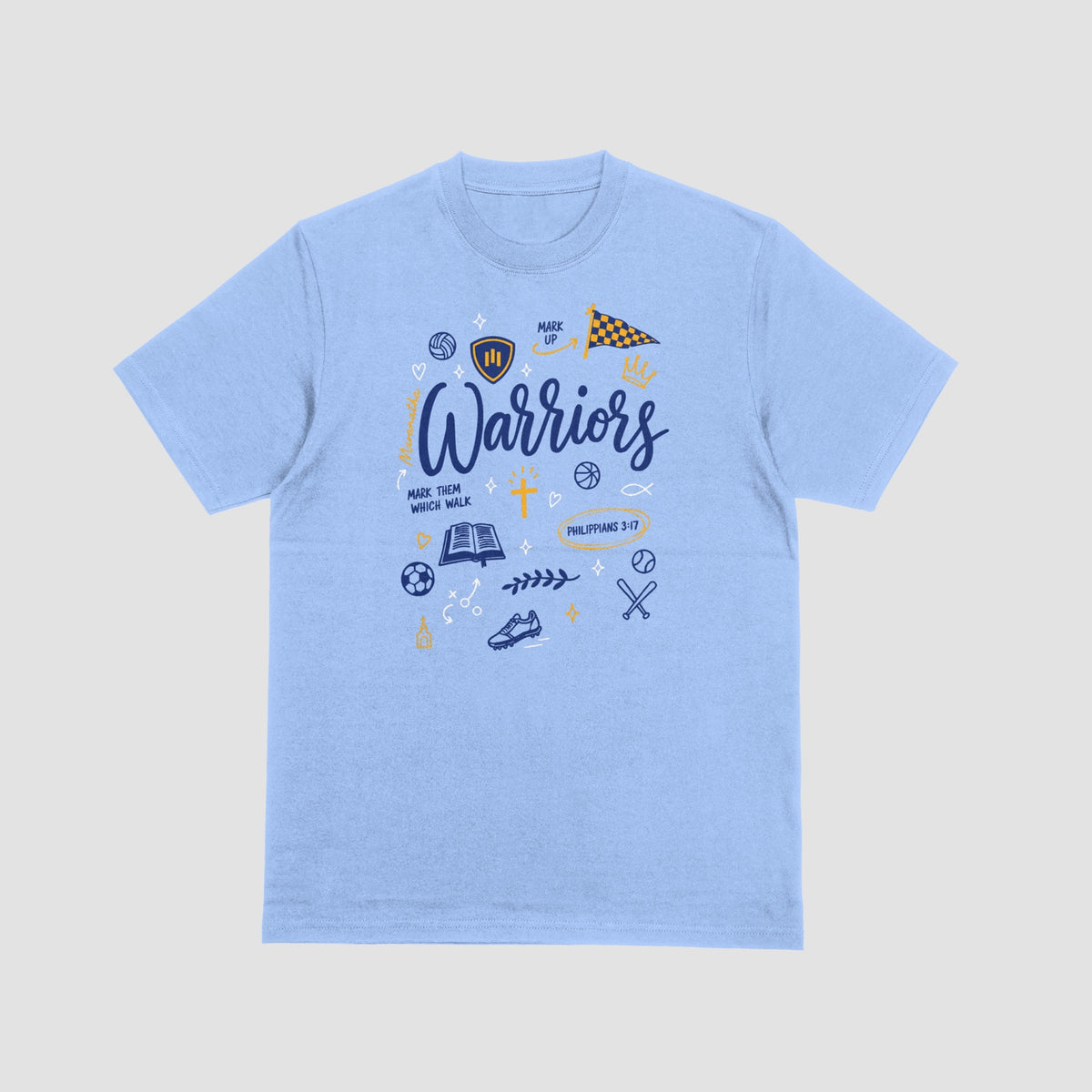Maranatha Warriors Faith & Sports Doodle Tee mockup